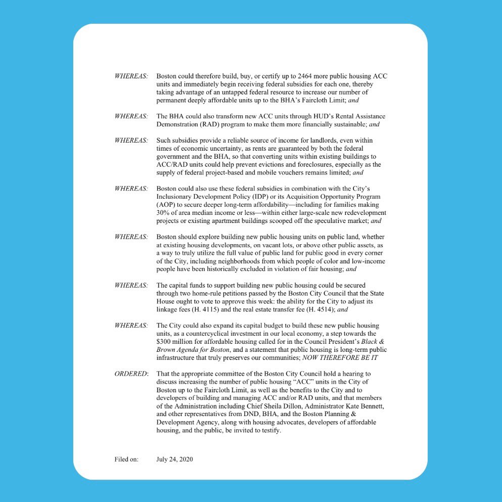 Tomorrow I’m proposing that Boston begin creating new public housing again. While federal “Faircloth Limits” prevent this elsewhere, in Boston we could still add 2464 more units! Let’s build on public land & buy/convert other private units for deep affordability.  #bospoli  #mapoli