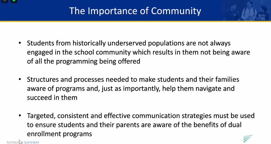 AchieveTheDream's tweet photo. "Programs can help break down structural barriers to opportunity, make change happen, and improve outcomes. Expanding access to college will enhance the financial well being of families and help us build pathways to careers." @fran0877, #ATD_GatewayPLC https://t.co/08Rq3SMLLr