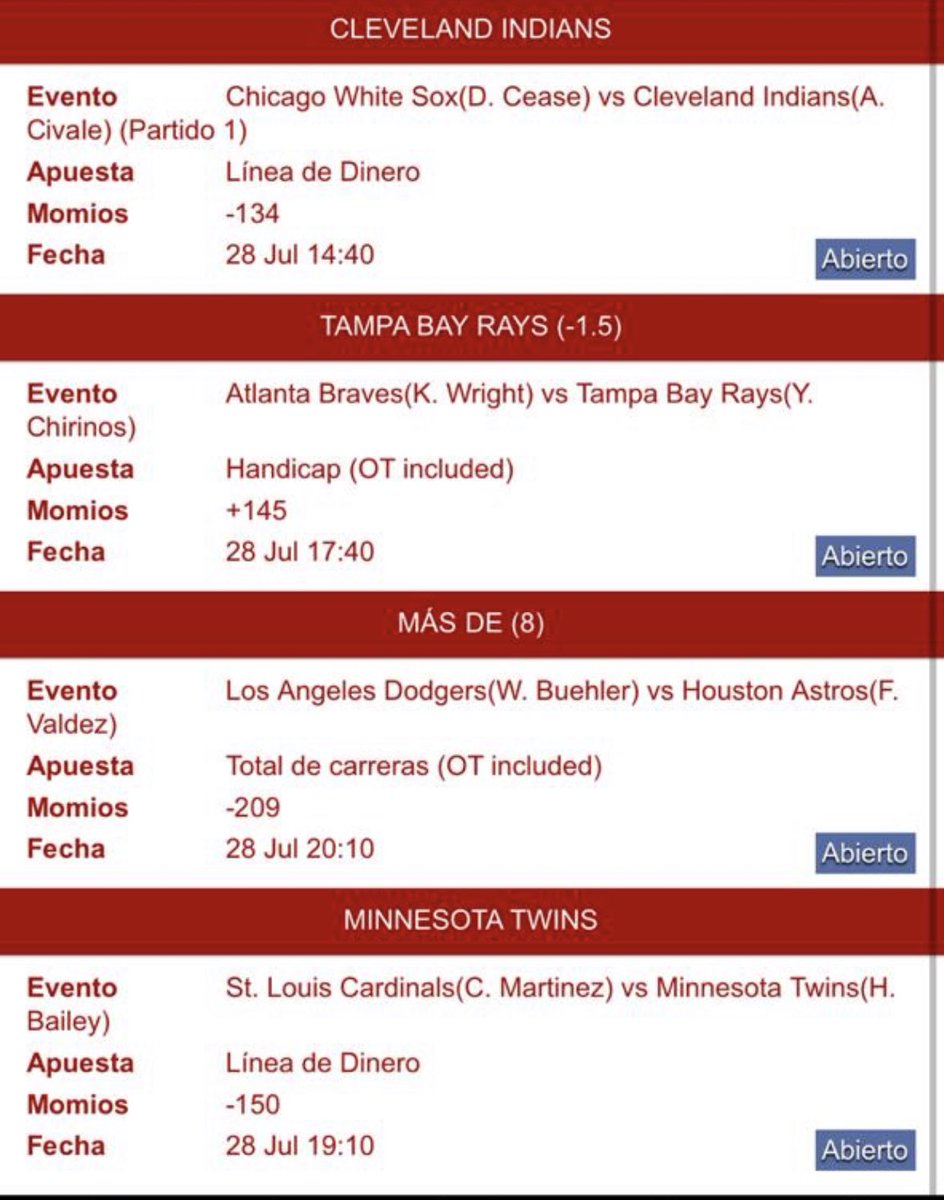 Hoy si se cobra en #MLB Así nos vamos!⚾️🇺🇸🍀🍀🍀
#TeamParlay
@FC_GoldenPicks