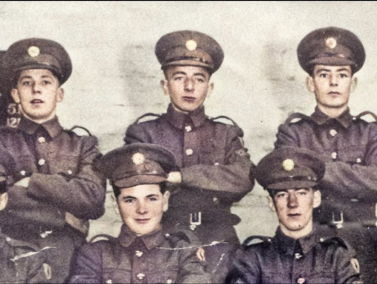 Christy26450078's tweet photo. 60 years ago Irish soldiers were sent to the Congo on there 1st peacekeeping mission.  26 brave soldiers lost their lifes. Proud to have served with those brave soldier. Me top middle in photo. https://t.co/oxTbpsFTni