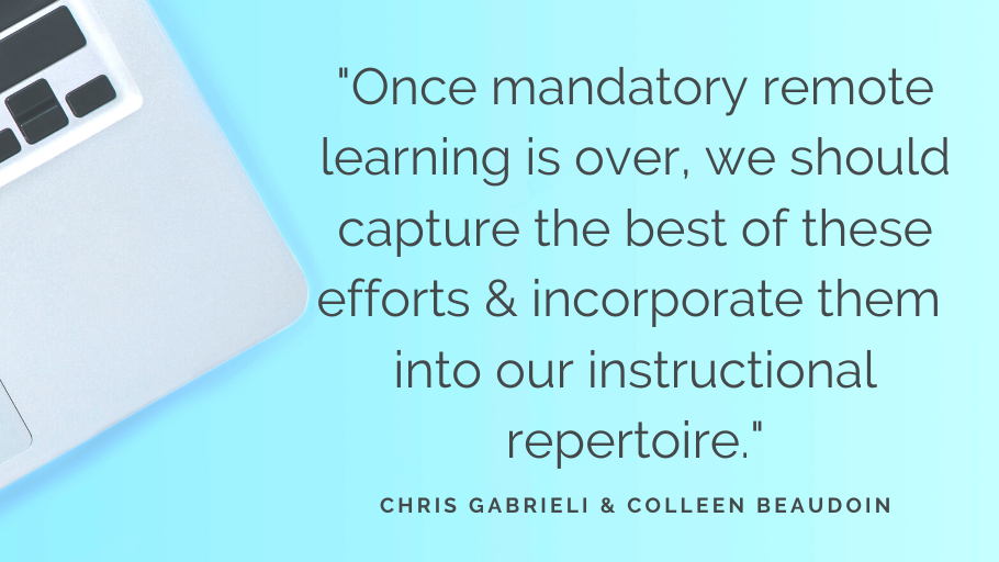 “Once mandatory remote learning is over, we should capture the best of these efforts &amp; incorporate them into our instructional repertoire.” —Chris Gabrieli &amp; Colleen Beaudoin bit.ly/2YLO62h