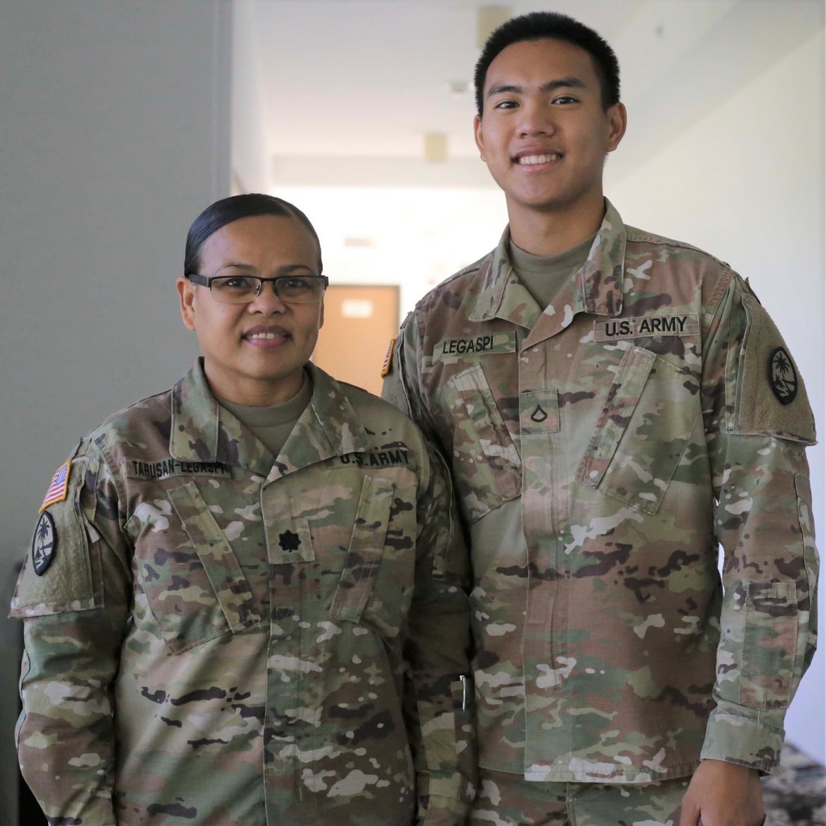 LTC Marleen Tarusan-Legaspi swore in her son PFC Nikolas Legaspi in 2018 after 30 years of her service herself. She and PFC Legaspi have been serving in the Guam Army #NationalGuard side by side. Who will you serve with? Find out here: bit.ly/3h2pKHS

📸: <a href="/ARNGDirector/">Director Army National Guard</a>