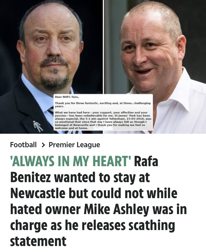 10) I am in NO WAY justifying everything Rafa Benitez did. I was not a huge fan of the tactics but I trusted them because of what his record with them was. I also felt that he represented another Newcastle, a glimpse into a future without looking over our shoulders.