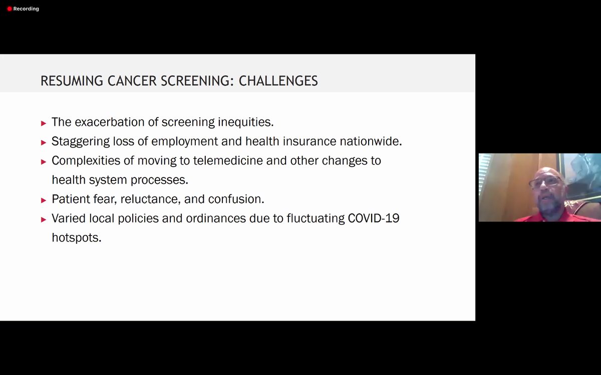 ARosen380's tweet photo. โResuming Cancer Screening During COVID-19: Guidelines and Strategies.โ Dr. Durado Brooks @AmericanCancer shows comprehensive affect #COVID19 is having on #bcsm #cervial #crcsm #lcsm #pcsm. 22 Million #screening tests & over 80,000 โ #cancer diagnosis potentially delayed. https://t.co/1rIuWFN6Ql