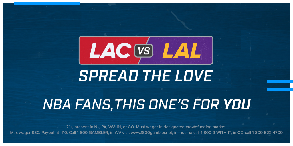 FanDuelSports's tweet photo. 🚨 𝙎𝙥𝙧𝙚𝙖𝙙 𝙏𝙝𝙚 𝙇𝙤𝙫𝙚 🚨

For every 2,500 customers who bet on the Lakers to cover the spread vs. the Clippers, we’ll add a FULL POINT to the Lakers' side of the line 💰

Download the app 📲
Apple: https://t.co/155fRacQgT
Android: https://t.co/pf4AUdOQ3P

#SportsReturn https://t.co/YNOqap2qip