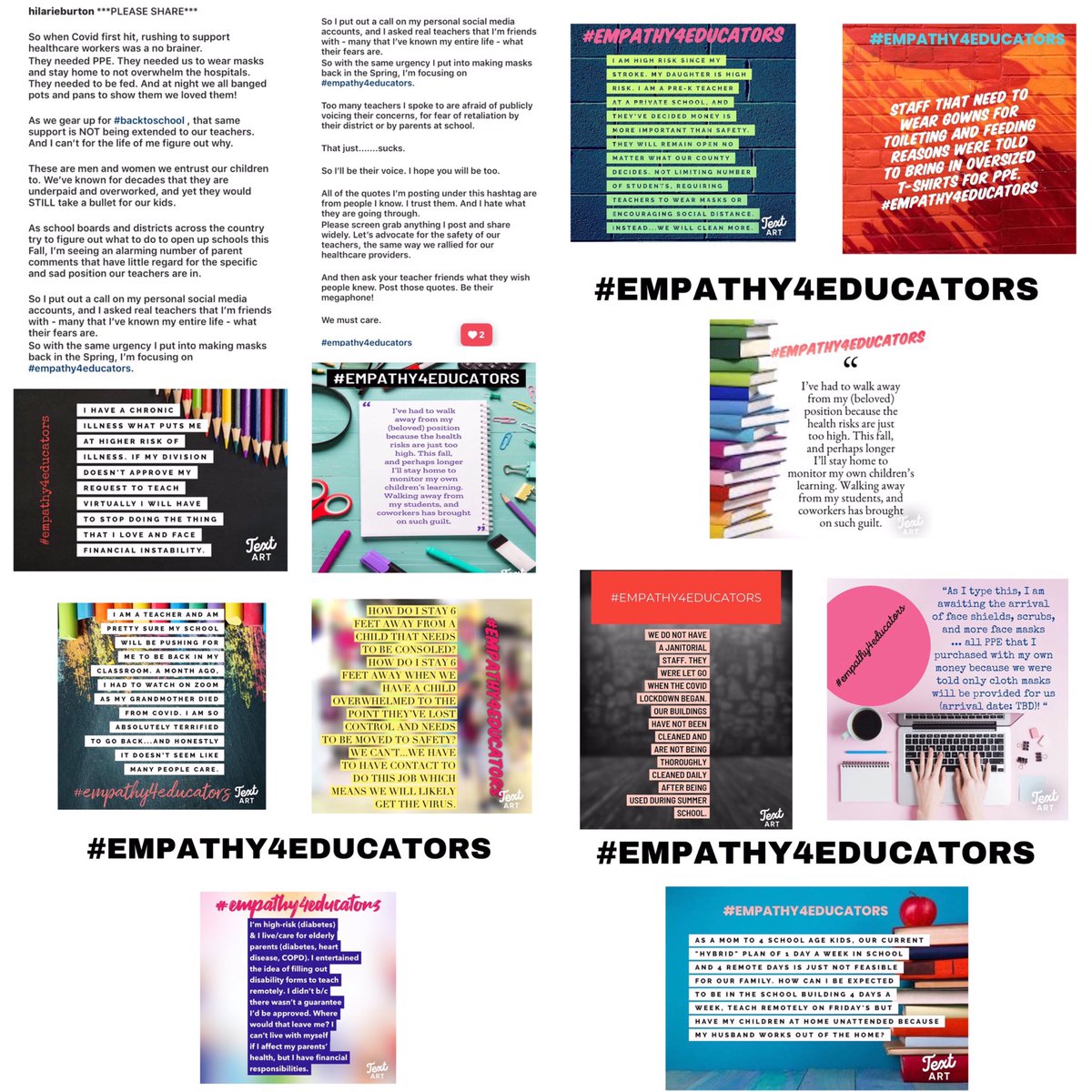hilariesmorgan's tweet photo. This are some texts from Teachers. They need our help. This situation is horrible. Please read and share. And also follow @HilarieBurton on insta and tw who is posting all of this texts and talking about this situation. #empathy4educators https://t.co/YRvaxC0w7n