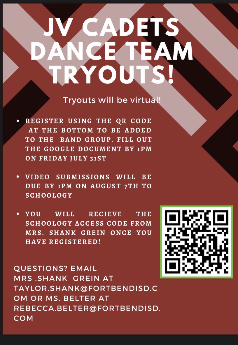 kempnerbrigade's tweet photo. Hey Cougs, guess what! We’re having a second JV Cadets audition 👏🏻 we would love for you to be part of our dance family! See the flyer for more info @KHS_Cougars @SLMSTitans @HBMS_Warriors https://t.co/klZlOxr6JK