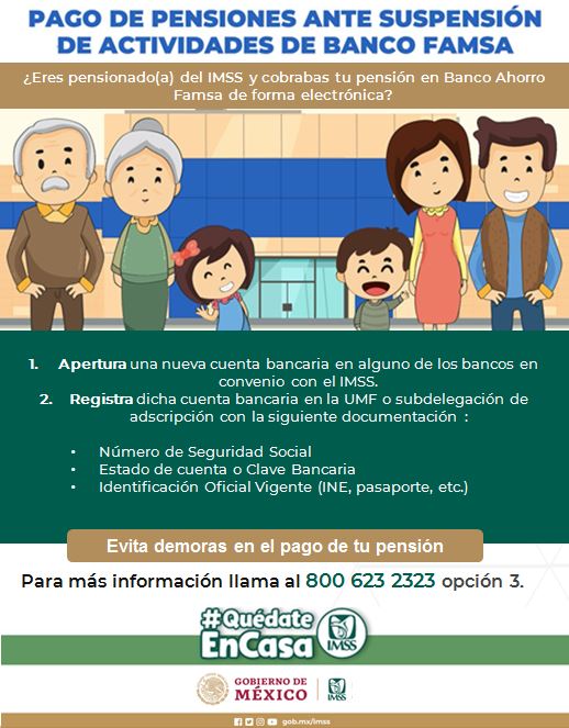 ARuizMaciel's tweet photo. 📢 ¡Aviso Importante!
🟡 Pensionad@s que recibían su pensión en #Famsa 🟡     
Te invitamos a registrar una nueva cuenta bancaria ante el #IMSS y evitar demoras en el pago de tu pensión. Para más información llama al 📞 800 623 23 23 opción 3 🧑🏼👨🏼
👉🏼https://t.co/vg3t1AGhSk https://t.co/lPfweKZk77