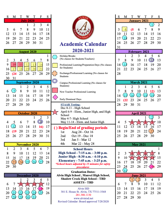 Alvin Isd Calendar 2021 Calendar Page