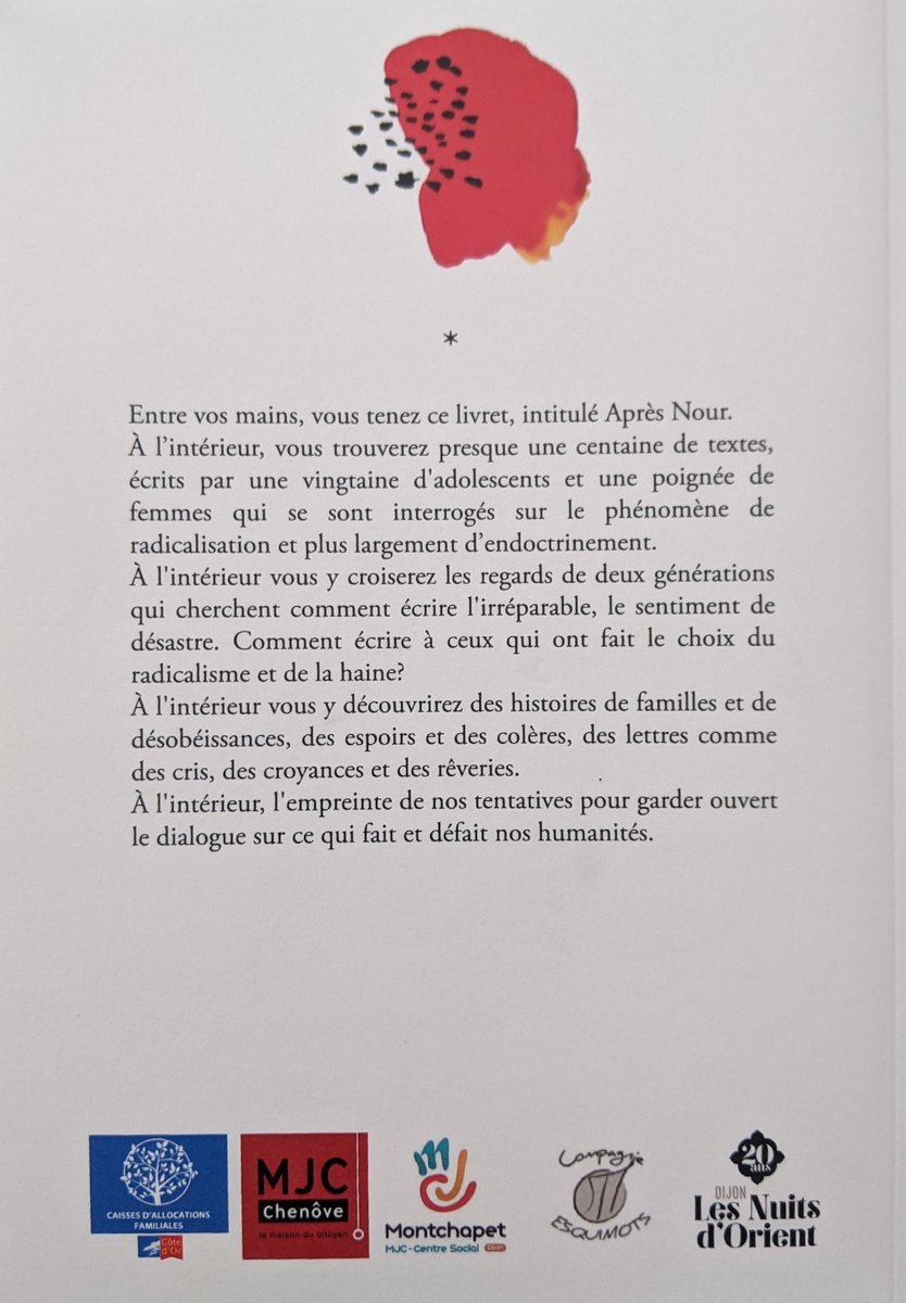 #EMISSION "Après Nour" : une réflexion littéraire sur nos espoirs et nos colères, un projet mené par le Cri de la Plume avec la participation des femmes de #Chenôve et les collégiens du Collège Le Chapitre, à découvrir 🎧
radiouno.fr/podcast-citoye… "Après Nour" - Le Cri de la Plume