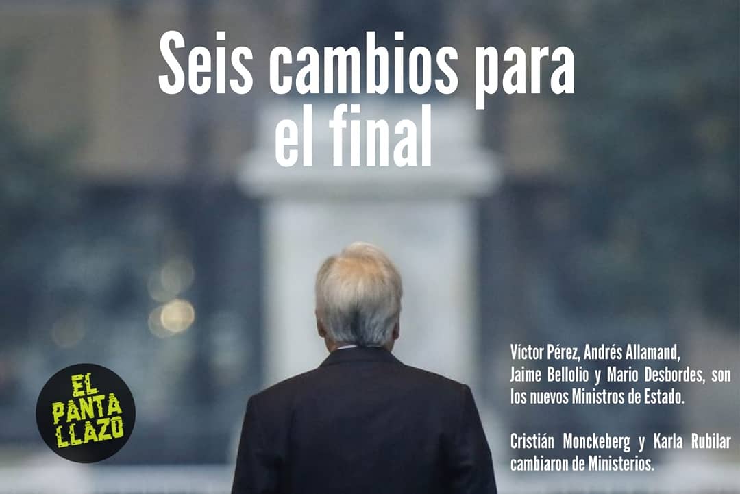 EPantallazo's tweet photo. #SeisCambiosParaElFinal el pdte @sebastianpinera hizo su quinto cambio de gabinete de cara al año y siete meses que le quedan de mandato y así te lo contamos en #ElPantallazo
¿Qué opinas?

#CambioDeGabinete
#VictorPerez 
#Bellolio
#Desbordes
#Blumel
#UDI 

https://t.co/7DNSlM0p9u https://t.co/xM07mMEOuJ