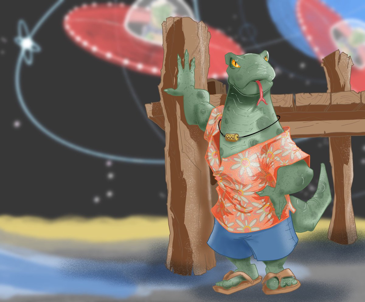 Doodlebags's tweet photo. An #alien #beachbum #digital #drawing for #Julyfy #julyfy2020 in @procreate
.
.
.
.
.
#art #illustration #doodlebags #doodle #draw #drawing #nashville #nashvilleartist #nashvilleart #scifi #alienbeach #beach #summer #lizardpeople @tonycartoonish @julyfyscifi https://t.co/cS49paTcnI