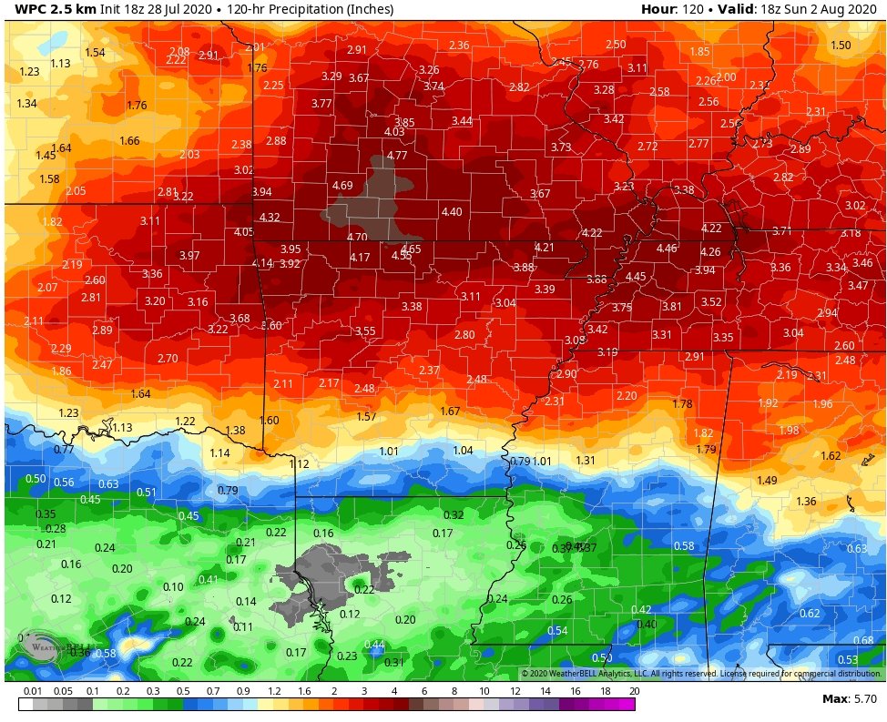 GarrettLewisNWA's tweet image. Rain totals might become an issue this week.

The totals won't be as uniform as most accumulation projections due to locally heavier downpours.

That said... the saying "when it rains it pours" applies this week and upwards of 4"+ will be a possibility.