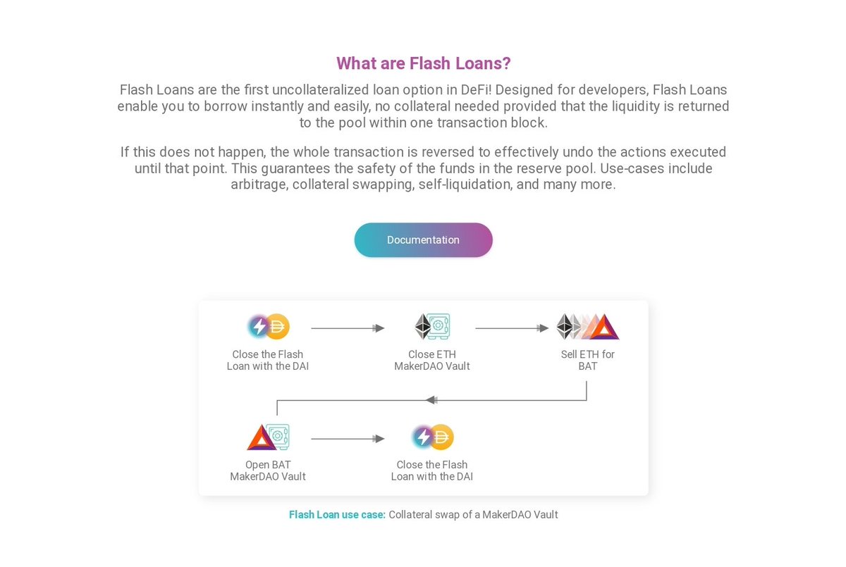 13/  @AaveAave is not only extremely professional, diligent about maintaining protocol security, and highly transparent...But they are constant innovators with their multi-market design, unique collateral types, 1:1 aTokens, flash loans, credit delegation, and so much more