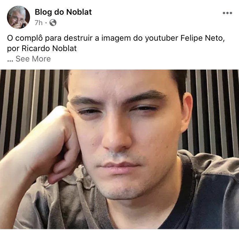 Complô?! O “complô” consiste em expor os vídeos do próprio YouTuber! A imagem dele JÁ É destruída, mas os afoitos e desesperados esquerdistas, de olho nos milhões de seguidores, ignoraram isso pra atacar Bolsonaro. Que gente ridícula!!! #TodosContraFelipeNeto