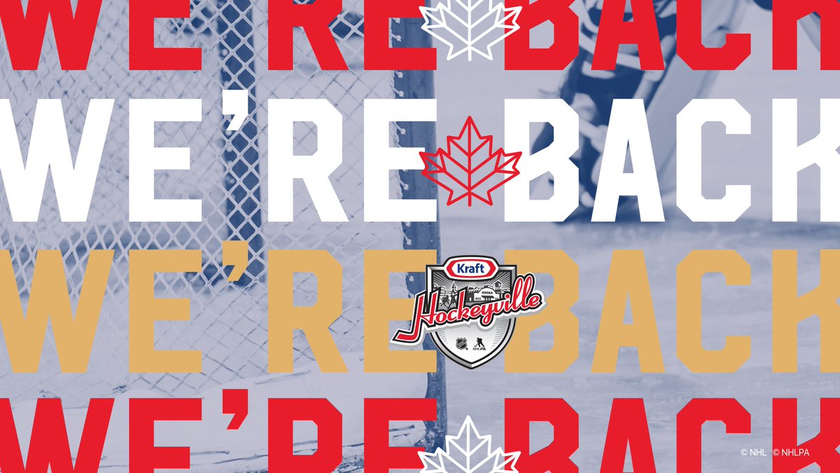 Sportsnet's tweet photo. Hockey is back and we’re thrilled to announce the return of #KraftHockeyville along with it! 🏒

Tune in to catch the @hockeyville Top 4 community reveal this Sunday, Aug. 2nd on Sportsnet during the first intermission of the Blue Jackets vs. Maple Leafs game, starting at 8pm ET. https://t.co/aNLBAKPah5