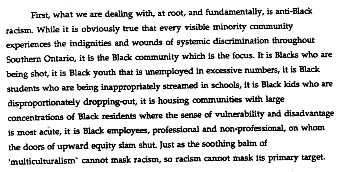 ManiniSheker's tweet photo. In '92, S Lewis wrote a report on race relations in ON following riots in Toronto, which erupted in solidarity with protests against police brutality in LA. Almost 20 years on, the report remains prescient:'what we are dealing with, at root, &amp; fundamentally, is anti-black racism' https://t.co/og2IV7I5DJ