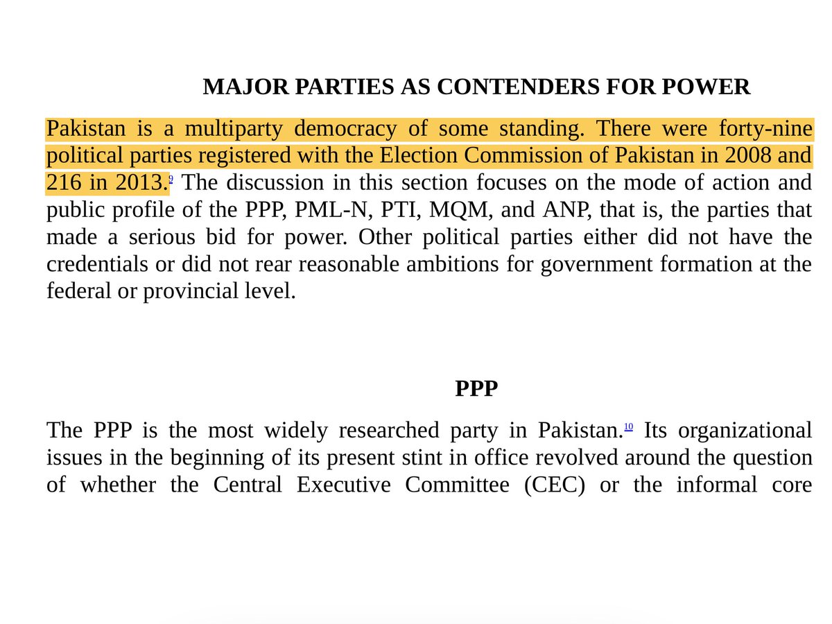 Pakistan is a multiparty democracy of some standing. There were forty-nine political parties registered with the Election Commission of Pakistan in 2008 and 216 in 2013.