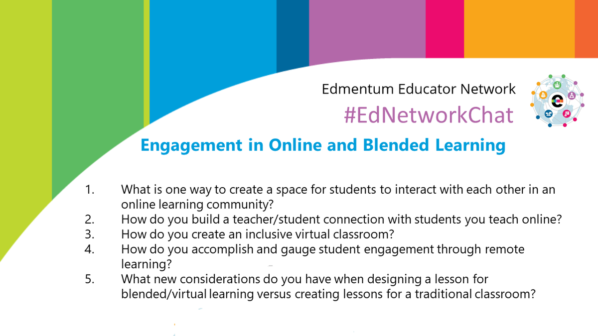 EdmentumNetwork's tweet photo. Join @EdmentumNetwork and @Edmentum tonight as we workshop ideas for engaging our students in the fall with online and blended learning. 7 pm CDT/8 pm EDT #Ednetworkchat #Edmentum #EducatorFirst #Wewerebuiltforthis #onlinelearning #blendedlearning https://t.co/P4vdhGEAhy