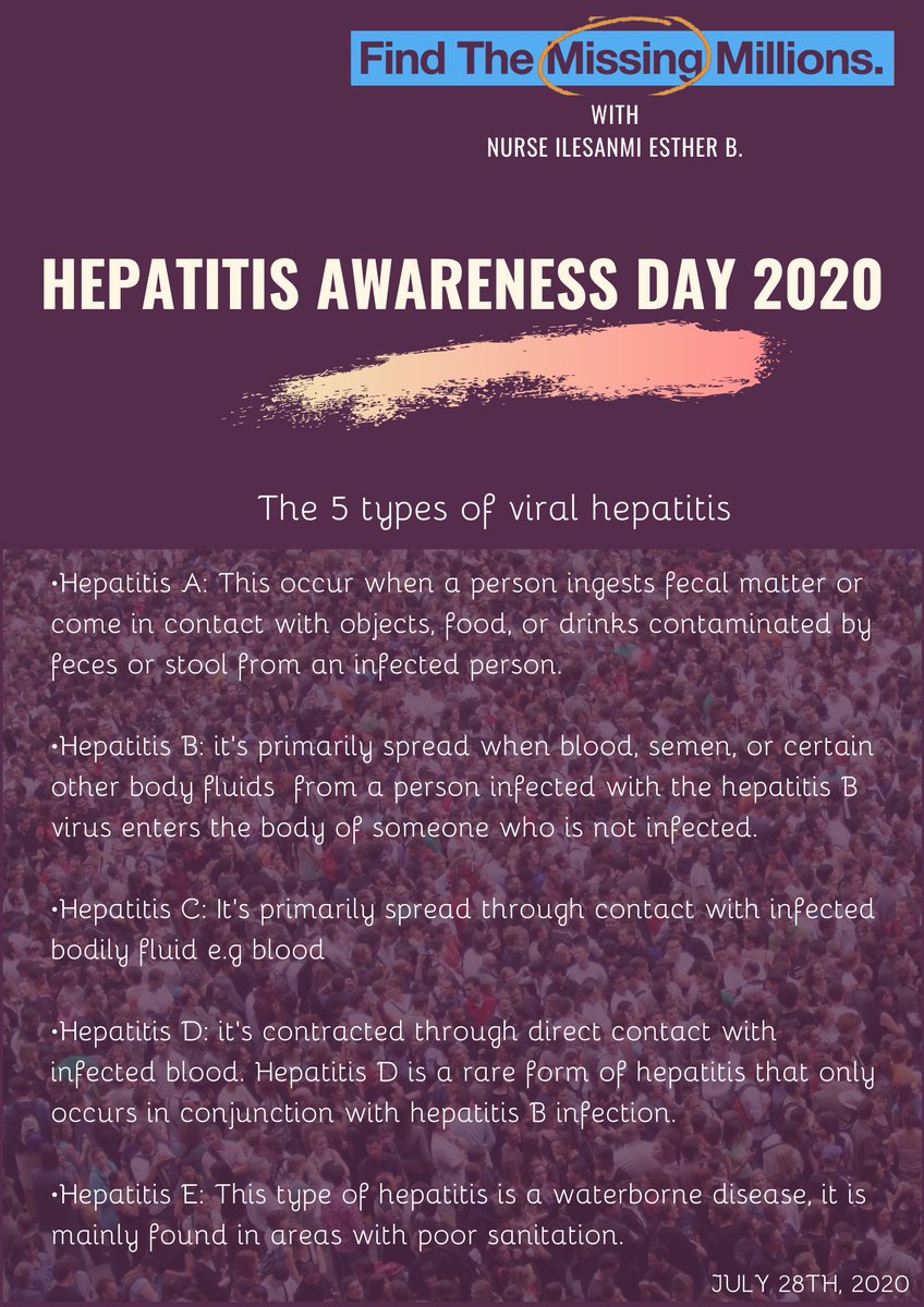 Today is still #WorldHepatitisDay2020
and I join @ILESANMIESTHER9 in raising awareness.

Don't be among the missing millions. Get tested and protected.