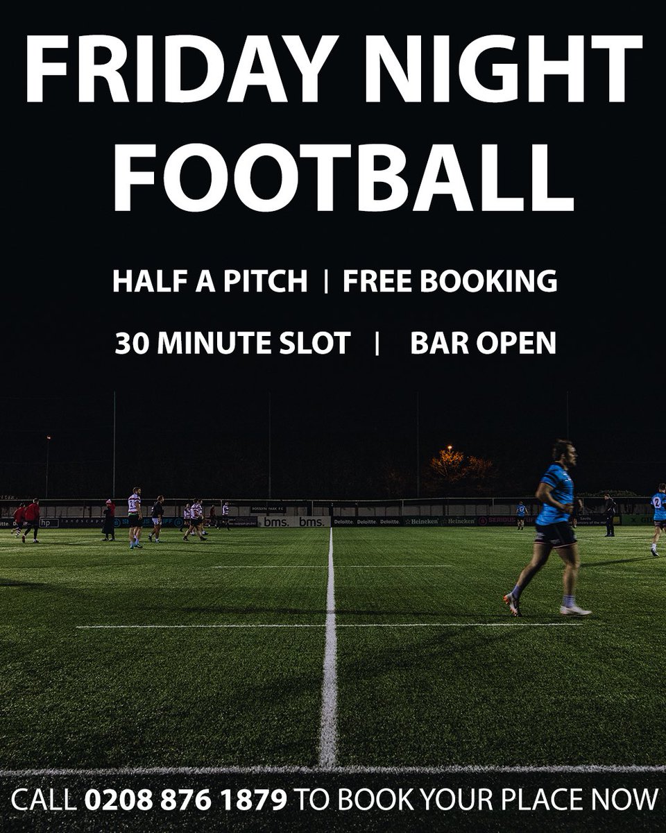 rosslynpark's tweet photo. ⚽️ FRIDAY NIGHT FOOTBALL ⚽️ 

Fancy a kick about? Book your slot now to play Friday Night Football at the Rock.

Bookings are free and made by calling 0208 876 1789

#FridayNightFootball #OneParkOneClub https://t.co/LWeVCFu0GM