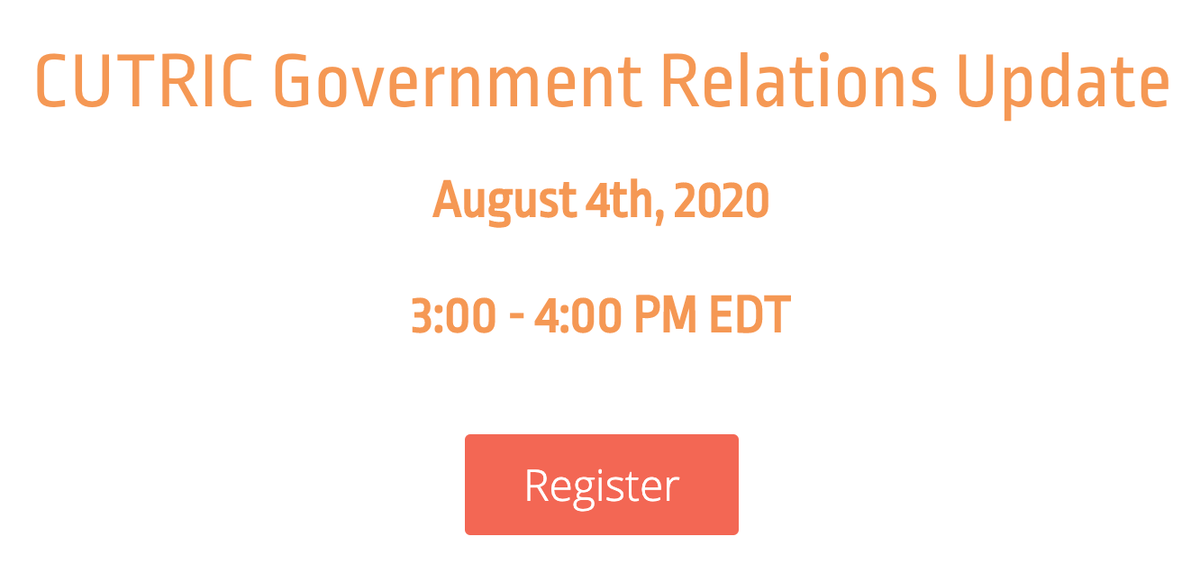 CUTRIC_CRITUC's tweet photo. As we navigate through these uncertain times together, #TeamCUTRIC has been working hard to support our members through Government Relations efforts. On August 4th, we'll be hosting a free #webinar focused on the results of our efforts. Register now: https://t.co/N4o23Oo6Ui https://t.co/N6qSXCDEk3