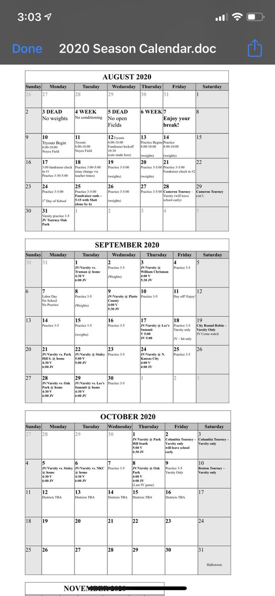 CHSsb2017's tweet photo. Season outline! Of course, subject to change. Great work in summer workouts girls!! 2 more days, a break, and then it’s time to welcome the season!!! #getexcited #bringit2020 https://t.co/DxJGzbxK1P
