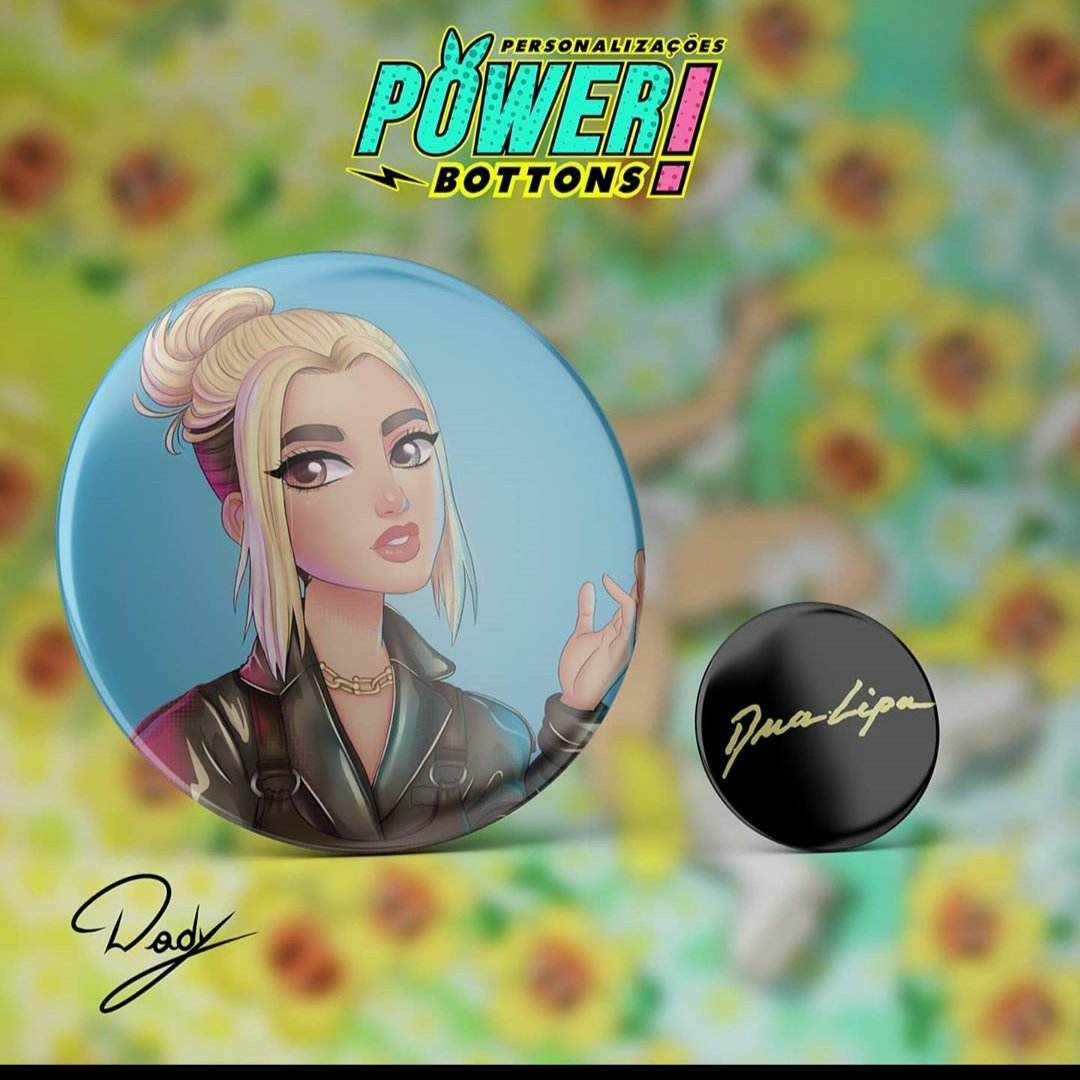 powerbottons's tweet photo. Como já diria a #DuaLipa " I should stay at home, and buy bottons from Power bottons!" 
Esse incrível botton da cantora faz parte da nossa coleção das #Divasdopop feita pelo incrível artista da casa o dody!
Vão lá no nosso insta conferir o resto da coleção entre muitas outras!! https://t.co/3Zr09DtGAb