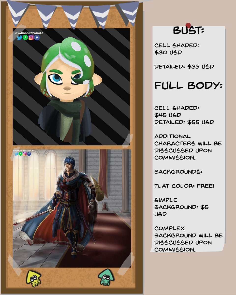 Allis0nWarren24's tweet photo. @RealDrLessy Sure do! Just opened them today. I do plenty of different styles as well. (Cartoons, video games, anime...I have a Splatoon and anime example in there). What I normally do is realistic to semi-realistic in a line art or painterly format.
Take a look, see what you fancy. https://t.co/VBaWrGdxtx