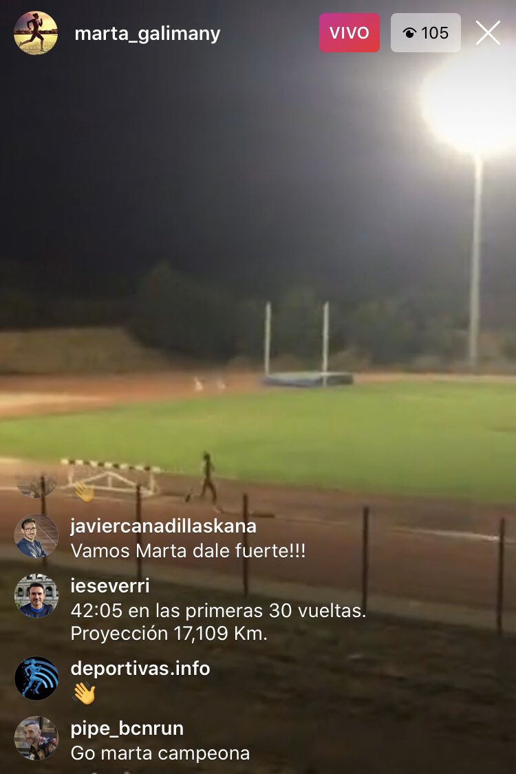 jsalvadoirius's tweet photo. Gaudint (i patint una miqueta) veient a la gran Marta Galimany a punt de batre el record d’Espanya de l’hora en pista, tota la força cap a Valls! Ànims, míster Jordi, ja ho teniu! #VallsPower https://t.co/6GZg9zNtxy