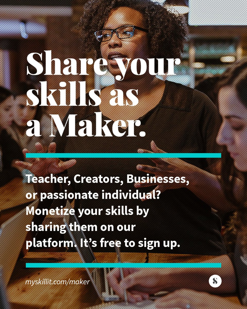 MySkillit's tweet photo. After much anticipation, Skillit is opening our free sign-up to Makers - individuals, teachers or businesses with a skill and passion to share! We are on a mission to provide access to self-betterment skills through the power of human connection #MySkillit https://t.co/w1Xde5Clqb https://t.co/GfFkz9esln