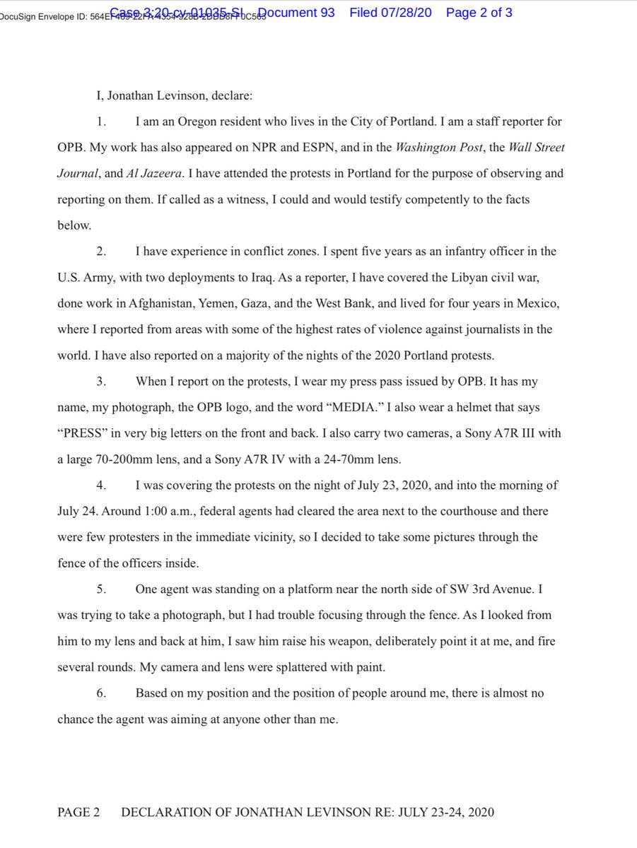“Declaration of Jonathan Levinson in Support of Motion for Imposition of Sanctions and Finding of Contempt Against Defendants U.S. Department of Homeland Security and U.S. Marshals Service..”ECF https://ecf.ord.uscourts.gov/doc1/15107618129?caseid=153126Public Drive https://drive.google.com/file/d/1SZMhtrX8HtOhhPCotv4s_Zs1YhBTnAav/view?usp=drivesdk