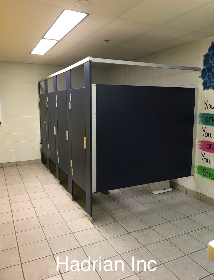 aip_inc's tweet photo. Need new toilet compartments for your business ?                              This is a completed project for Pocahontas Board of Education. We removed and disposed existing toilet partitions and replaced with new. https://t.co/d8oTDa9CA5