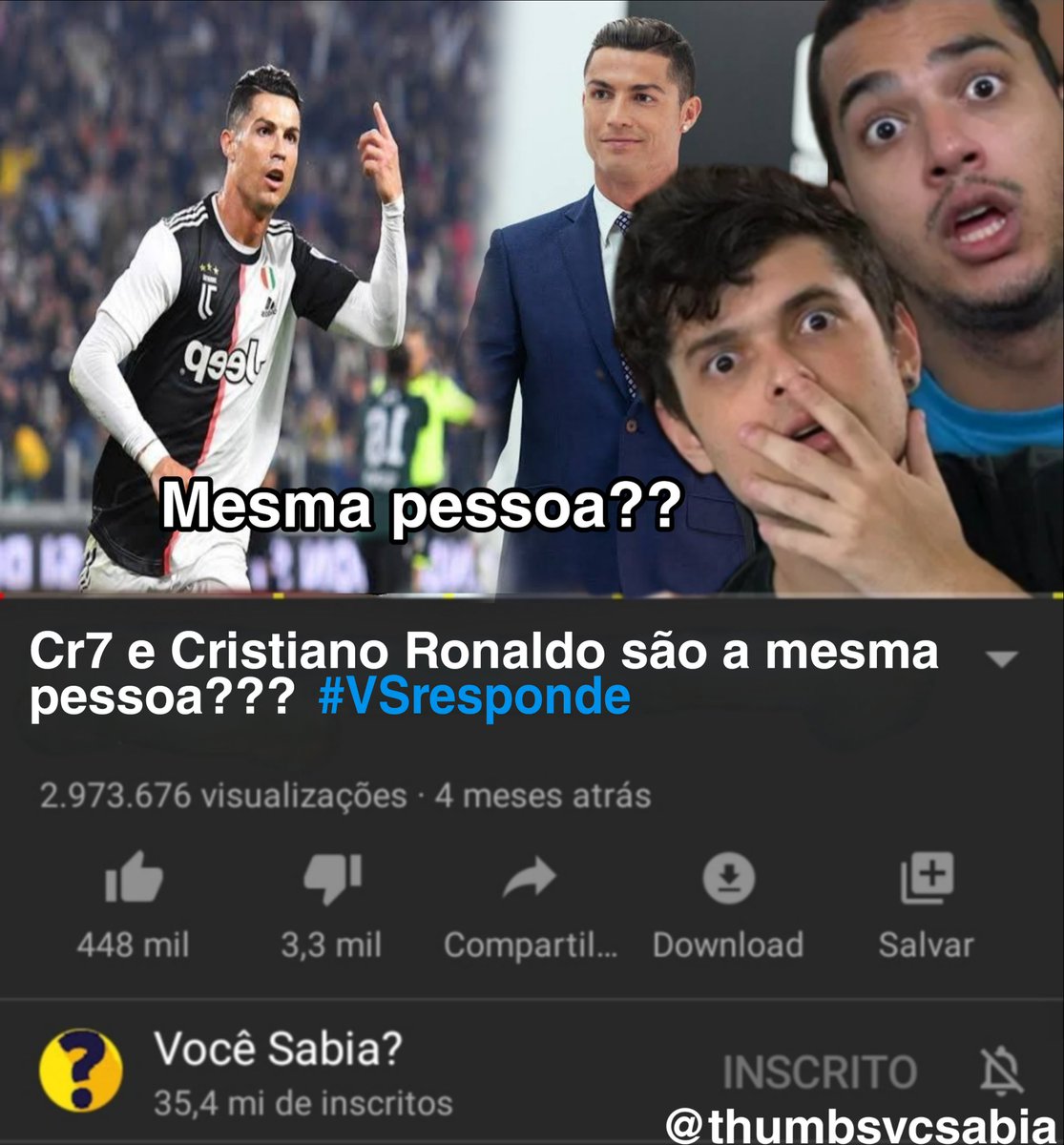 thumbsVCsabia's tweet photo. Cr7 e Cristiano Ronaldo são a mesma pessoa???
#VSRESPONDE https://t.co/MElqTF6je7