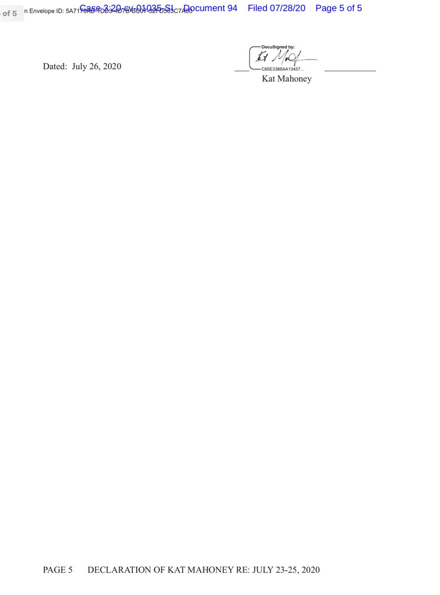 “Declaration of Kat Mahoney in Support of Motion for Imposition of Sanctions and Finding of Contempt Against Defendants U.S. Department of Homeland Security and U.S. Marshals Service..“ECF https://ecf.ord.uscourts.gov/doc1/15107618141?caseid=153126Public Drive https://drive.google.com/file/d/1cCVKx_xjR-cg8qHpEE7a47TAZgjKsNox/view?usp=drivesdk