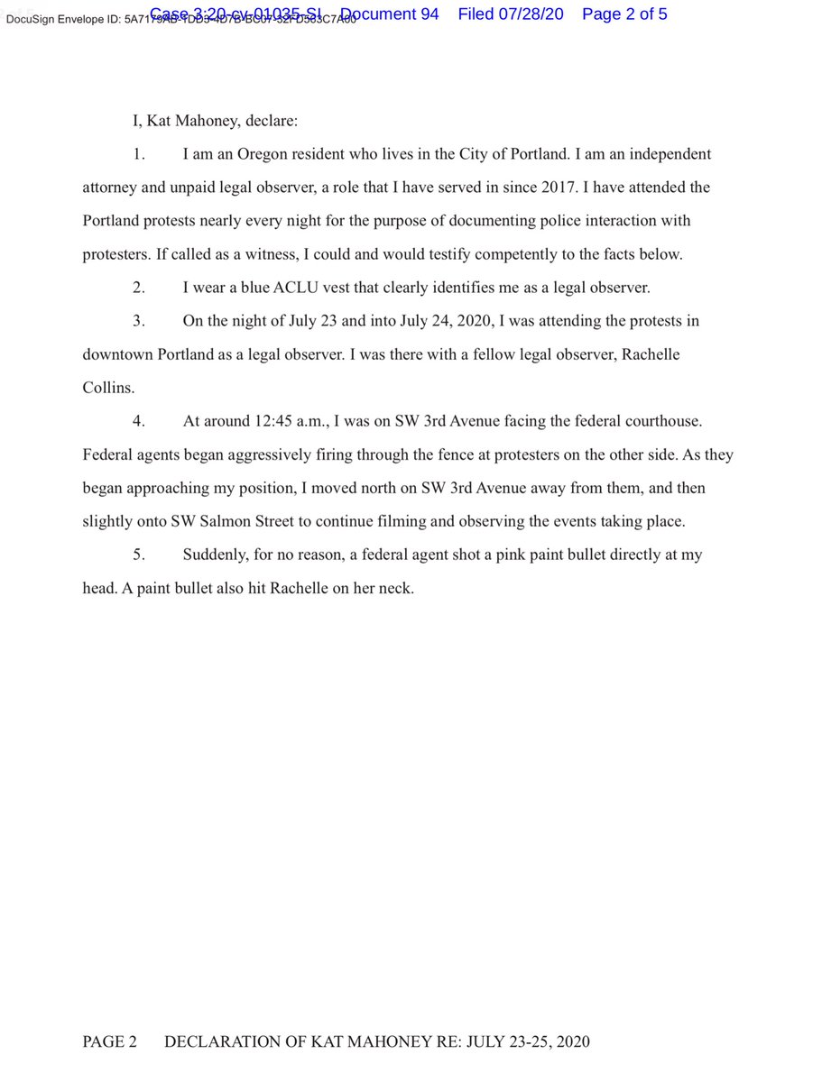 “Declaration of Kat Mahoney in Support of Motion for Imposition of Sanctions and Finding of Contempt Against Defendants U.S. Department of Homeland Security and U.S. Marshals Service..“ECF https://ecf.ord.uscourts.gov/doc1/15107618141?caseid=153126Public Drive https://drive.google.com/file/d/1cCVKx_xjR-cg8qHpEE7a47TAZgjKsNox/view?usp=drivesdk