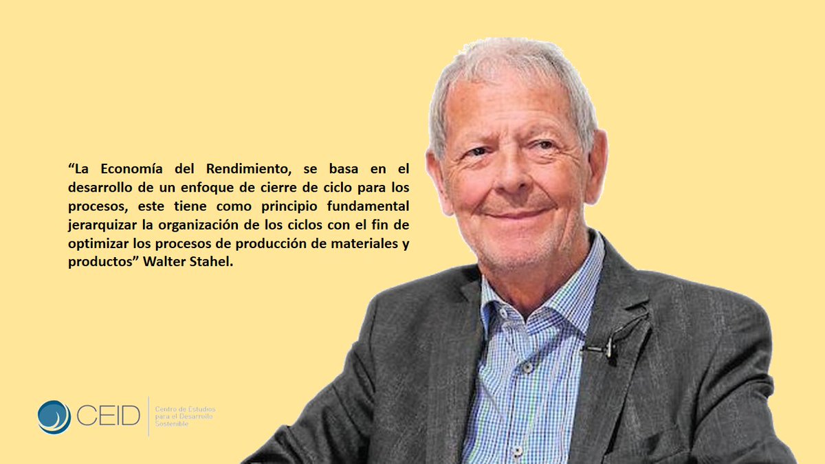 Walter Stahel, padre de la economía de rendimiento, participó en el XII Congreso Internacional de Medio Ambiente. 
Participa en la presentación de sus memoria que se realizará el 12 de agosto vía webinar. 
Inscripciones en el siguiente link:
lnkd.in/eXr6gpP
