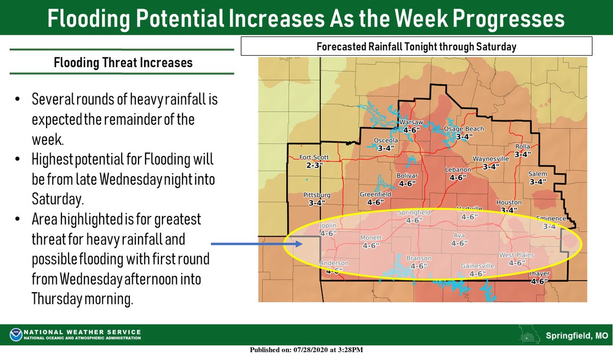 NWSSpringfield's tweet image. Excessive rain and flooding potential increases as the week progresses.