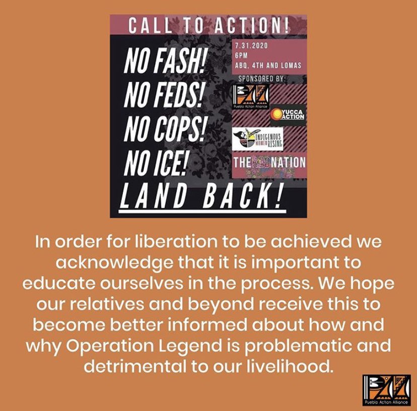puebloalliance's tweet photo. In order for liberation to be achieved we acknowledge... - Click the link to continue reading our full statement. #NoFacismOnTiwaTerritory #EducateToLiberate #ThePuebloRevoltNeverEnded #1680ToInfinity #NoFeds #NoICE #NoCops https://t.co/OnH5mvslHG https://t.co/kYUFrBP8aW