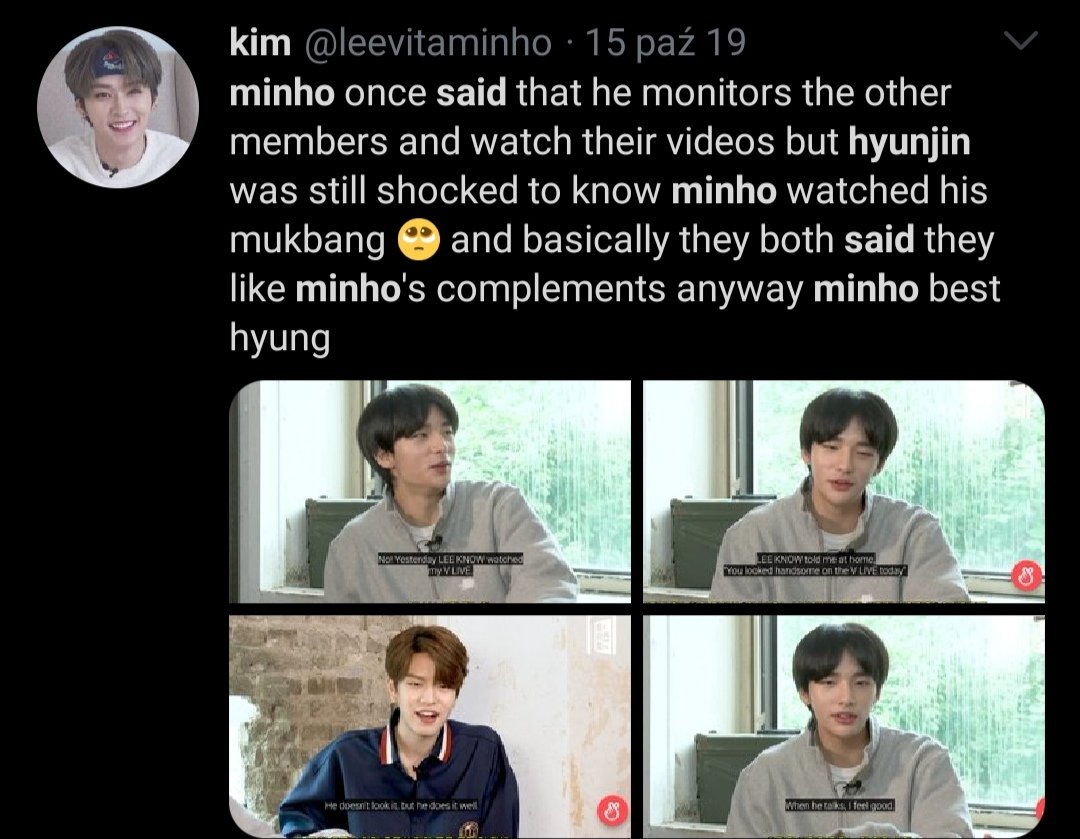 Minho monitors everything he watch all the members fancams to know better how to help each of them but i also find it very sweet that he always gives members so much attention because he knows they like it he just genuinely loves them so much