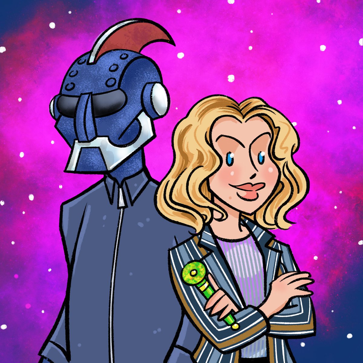 DocMoran70's tweet photo. Space Portraits: Professor Whom Day! The Fifth Professor as portrayed by @DarthRachel with Tinder date DocBot ⚡️
#SpacePortraits #OuterSpaceComic #professorwhom not at all #doctorwho https://t.co/VfVf9ro25d https://t.co/2MEMhIbCJe