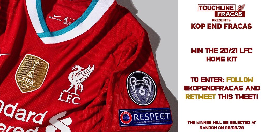 KopEndFracas's tweet image. Want the new #LFC x Nike home kit for the 20/21 season? Enter below. 

1) Follow @KopEndFracas 
2) Retweet this tweet! 

That’s it! We will select the winner @ random and announce on 08/08/20.

Good luck! 🔴