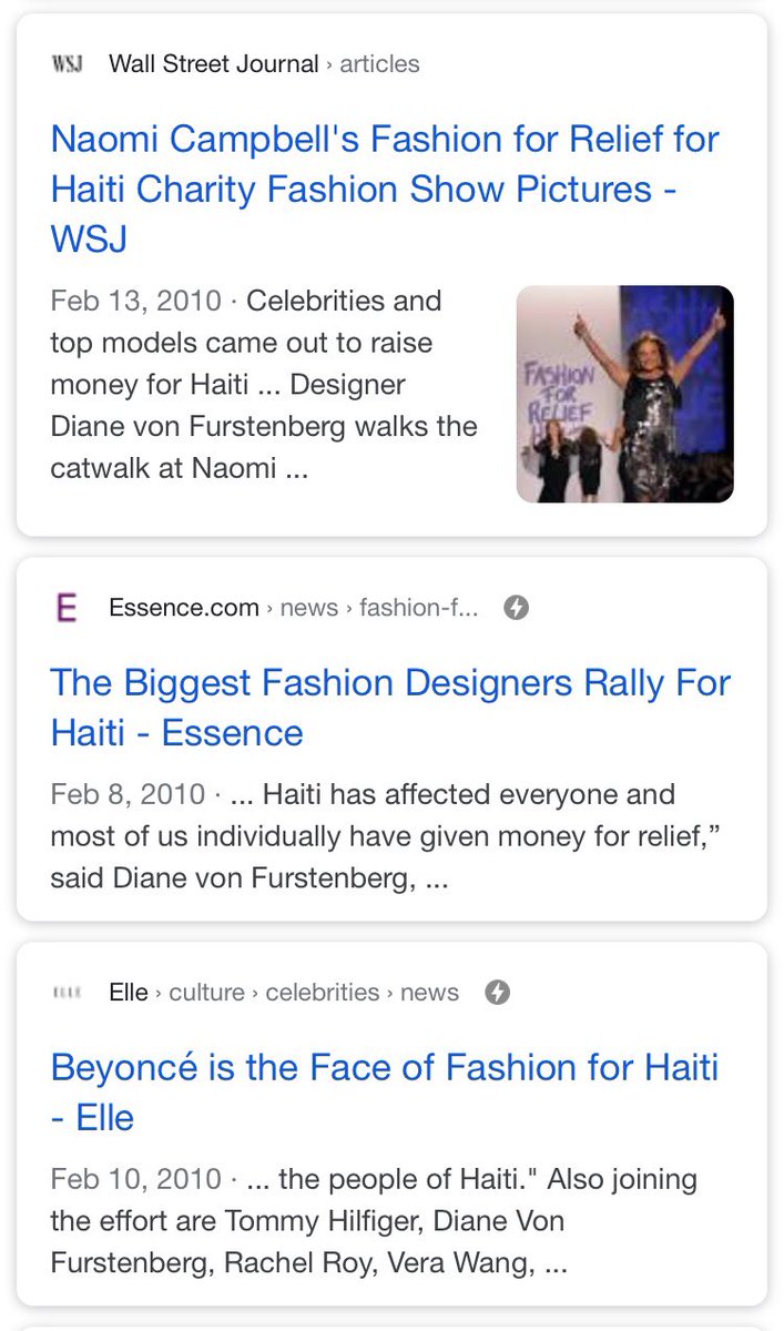 70/ DVF (pt 2)Involved in huge HAITIAN FUNDRAISER with-Na0mi Campb3II-B3yonceWhere did that $ go?$1mm to the CLlNT0N BUSH HAITI FUND (Not the CF mind you; have we dug on that?)Digs H_uma & hooked up with Gerbil ManClaims the sickest Dr in history saved her momAnd...