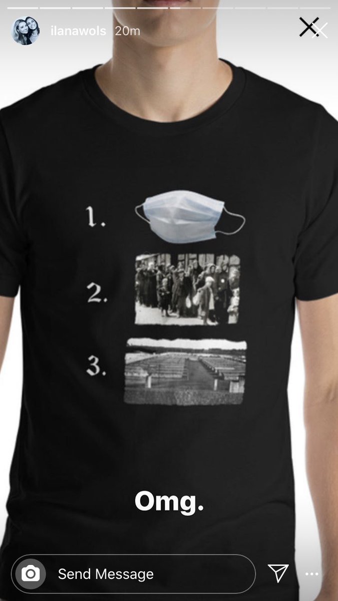 Mowgli_Lincoln's tweet photo. There’s literally a website that is selling masks with holocaust images on them and other right-wing messaging on shirts and stuff.
Actual human beings think it’s acceptable to make masks using pictures from the Holocaust as if it is trivial.
This has broken me. #saveplace #Jew https://t.co/VC6PsSTJQK