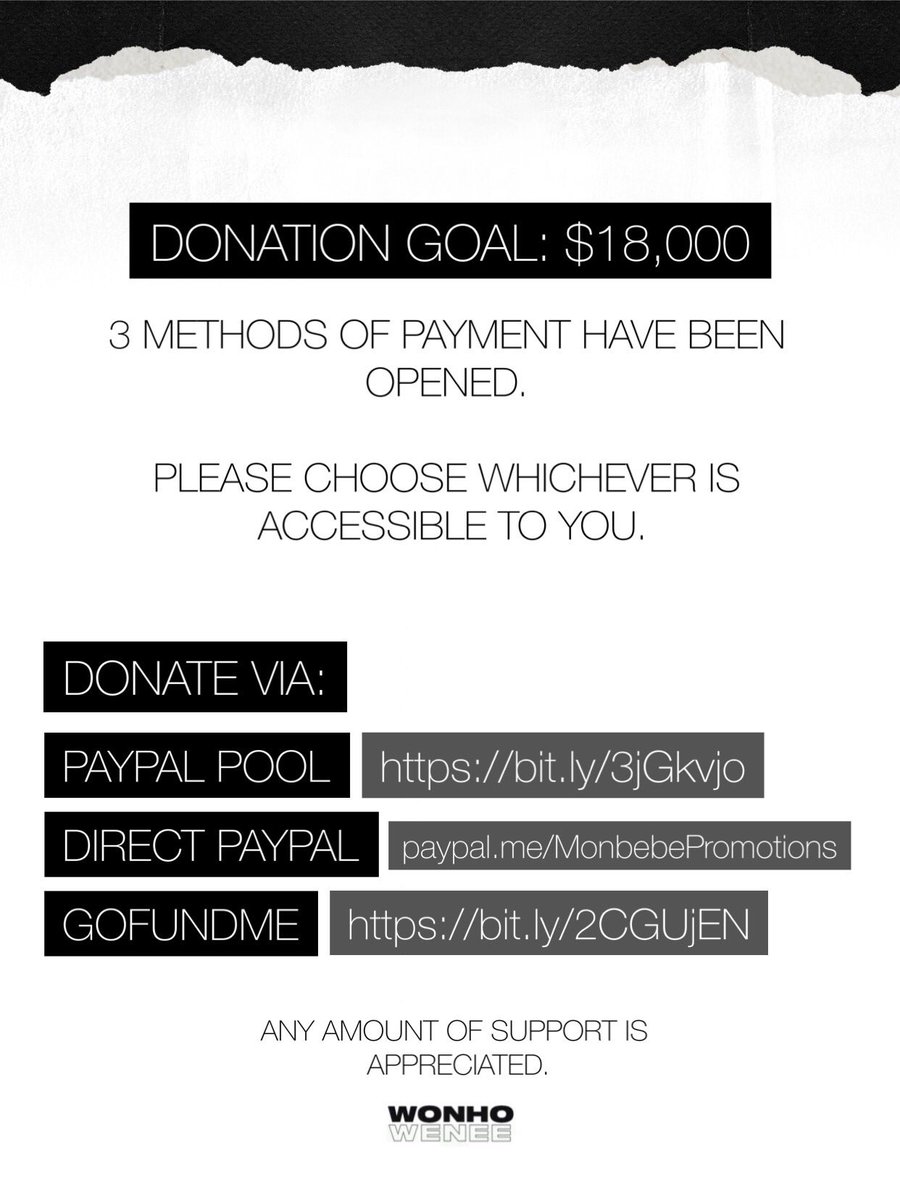 WONHO_GLOBAL's tweet photo. 🐰WONHO DEBUT PROJECT🐰

In partnership with 40+ Global Fanbases.

DONATE NOW:
• Paypal Pool: https://t.co/muIQ2yYi7P
• Direct Paypal: https://t.co/3PfCj5HJ7Q
OR
• GoFundMe: https://t.co/mblmutWSW6

@Official__Wonho 
@official_WH_jp #WONHO #원호 https://t.co/mXD5jy5vnt