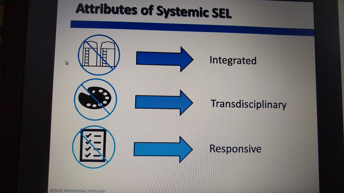 khanlscience's tweet image. Great attributes of systematic SEL @SmithsonianScie programs for counselors to implement is not enough &quot;SEL is a tool to be used in process, not as a class we take like content&quot;  Heidi Gibson #smithsonianapi