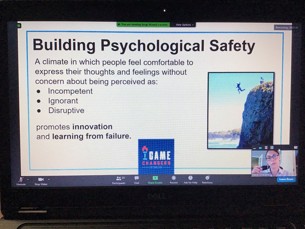 STUCOachQ's tweet photo. In this time of change its important to understand how people handle change. It’s also important for us to not only make our teams feel #physicallysafe, but #Psychologicallysafe. #IISDGameChangers #Learn2Lead https://t.co/Z7XewTVo9q