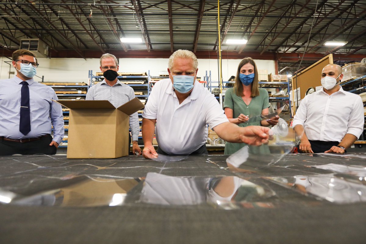 Learning how face shields are made at Canada Rubber Group in Bowmanville today with <a href="/fordnation/">Doug Ford</a> . 

A collaboration with <a href="/opg/">Ontario Power Gen</a> led to the production of 10,000 face shields at CRG to help protect frontline workers in the fight against COVID-19. #OntarioSpirit