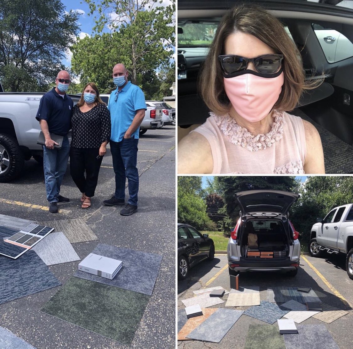 EFContract's tweet photo. Our #efcontract reps are finding creative ways to stay connected to you and provide the level of service you expect. #trunkshows #commercialflooring #workplacedesign #modularflooring #kinetex #corporateinteriors https://t.co/muJz78uO1u