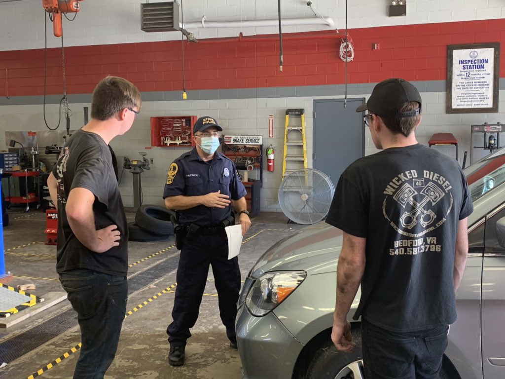 bstcauto's tweet photo. 5 class of 2020 grads worked all summer to pass the Va State Inspection license exam. It takes hard work and dedication to obtain it even when your not dealing with a pandemic. Thanks Troopers Patrick and Adkins. @VSPPIO @BCPS_Education https://t.co/FCZMH4tZ6M